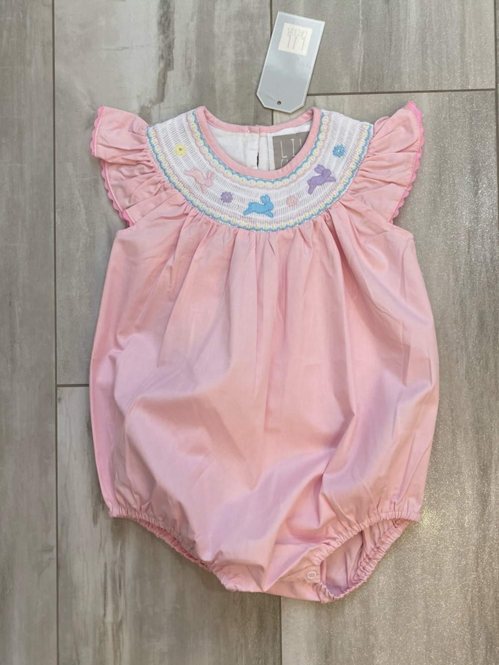 NWT Lil Cactus Light Pink Cotton Smocked Spring Bunny Bubble Romper girls 2T